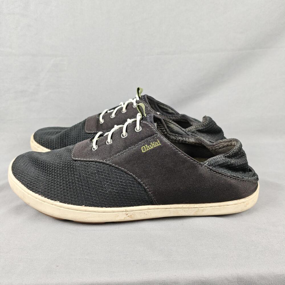 OluKai Nohea Moku Shoes Mens Size 8.5 Black Breathable Mesh Casual Sneakers